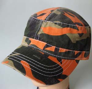 camouflaged cap